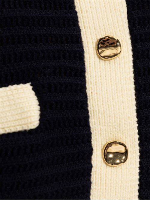 Cardigan with crochet finishes SELF PORTRAIT | PF24131JNAVY